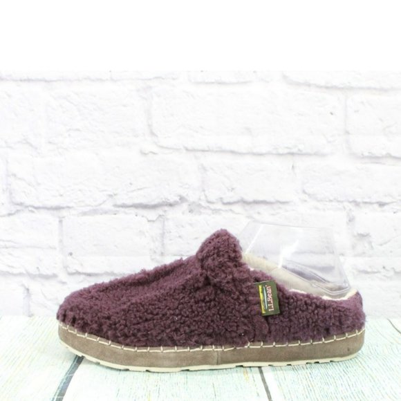 L.L. Bean Shoes - LL Bean Purple Slip On Round Toe Fleece Lined Cozy Slide Slippers Size 8 M